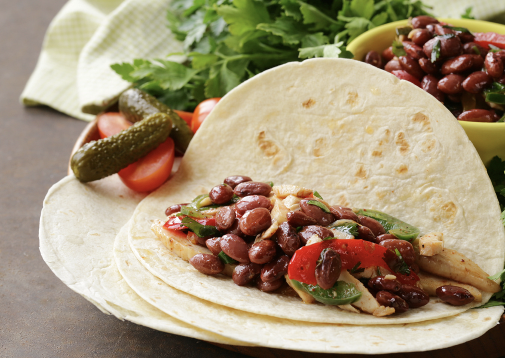 Salmon Tacos with Red Peppers and Black Beans
