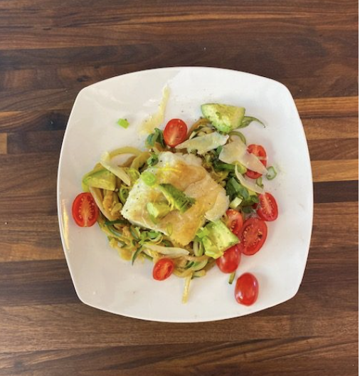 Lemony Fish over Zucchini Noodles