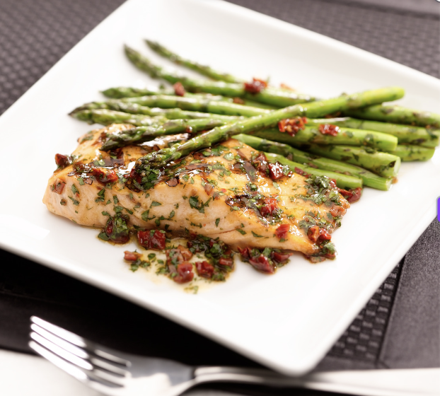 Fish With Chorizo, Sun-dried Tomatoes and Mashed Peas