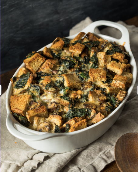 Vegetable Bread Pudding with Blue Cheese