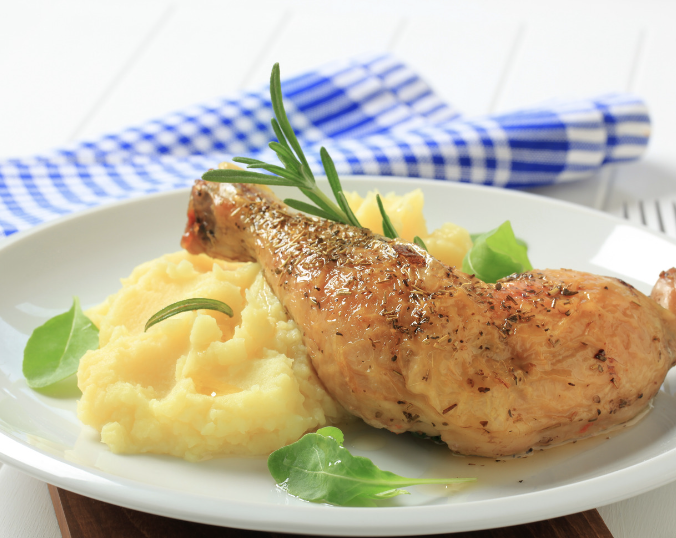 Grilled Chicken over White Bean, Garlic Mash