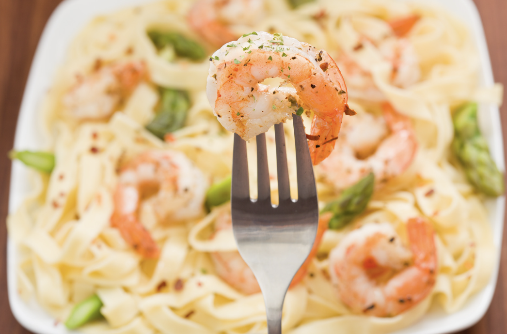 Shrimp, Asparagus and Pesto Fettuccine