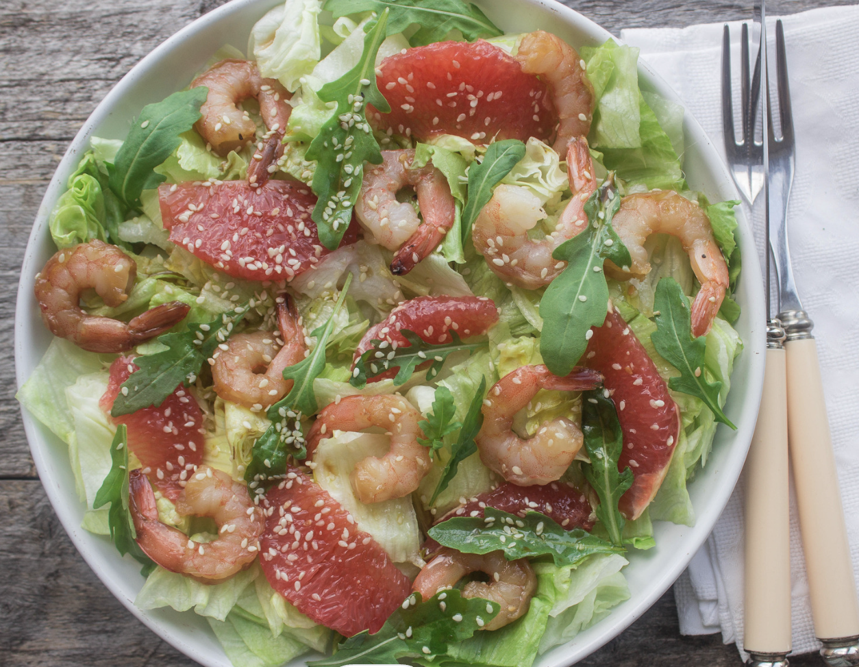 Grapefruit & Shrimp Caesar Salad with Dressing