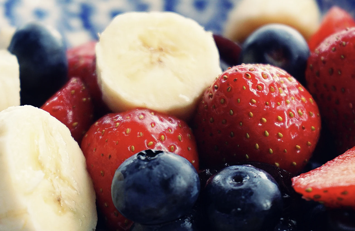 Strawberry, Banana and Blueberry Bread Pudding