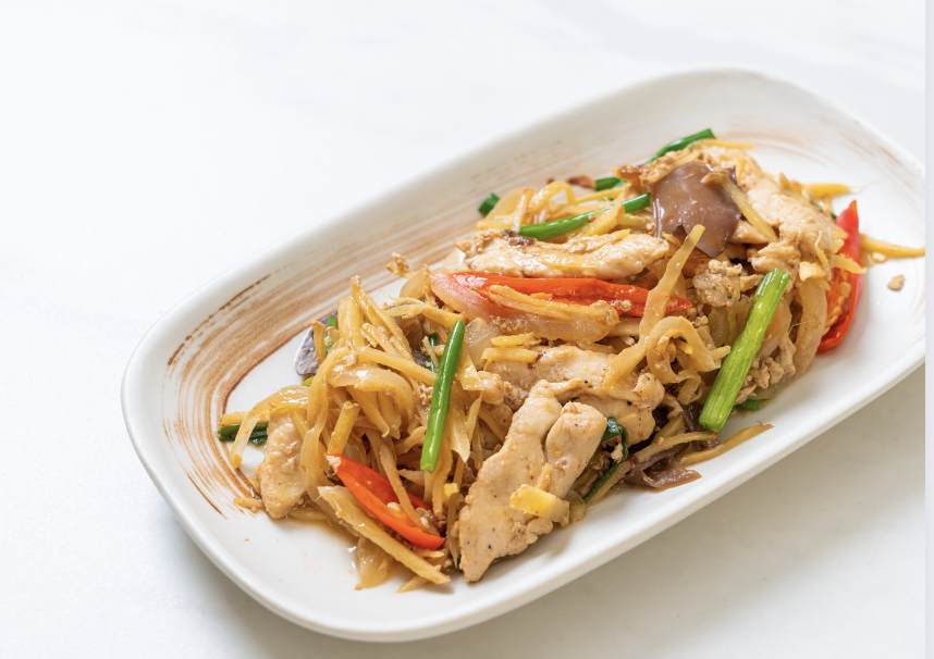 Sauteed Chicken with Asparagus and Peppers