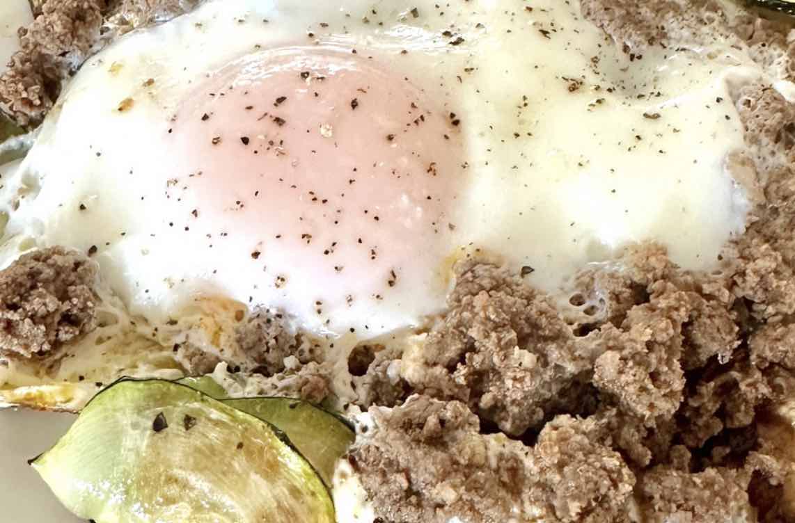 Zucchini, Ground Beef & Egg