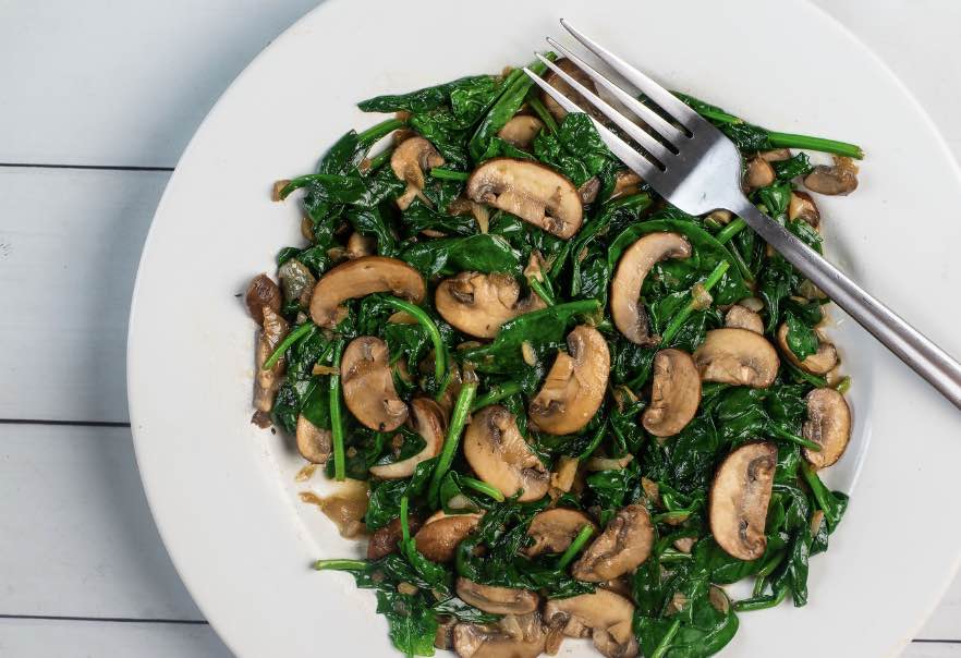 Warm Spinach Salad with Mushrooms