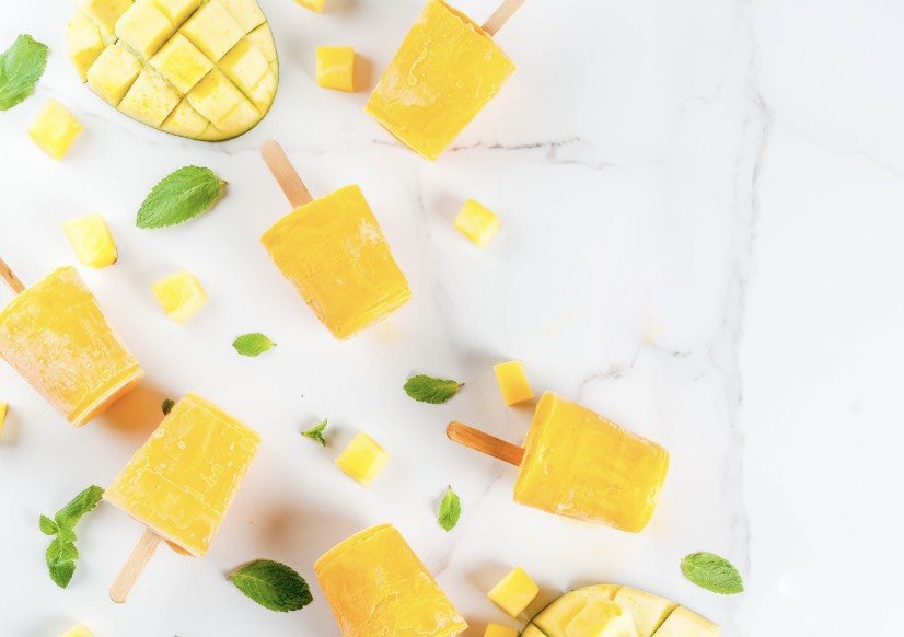 Mango, Pineapple and Mint Popsicles