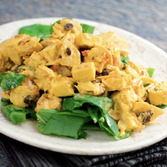 Curried Chicken Over Spinach