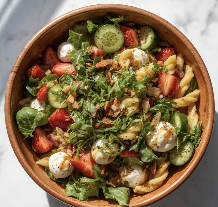Strawberry Mozzarella Pasta Salad
