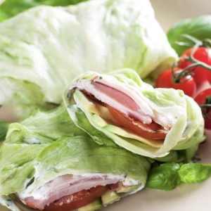 Avocado & Turkey Lettuce Wraps with Miso Dressing